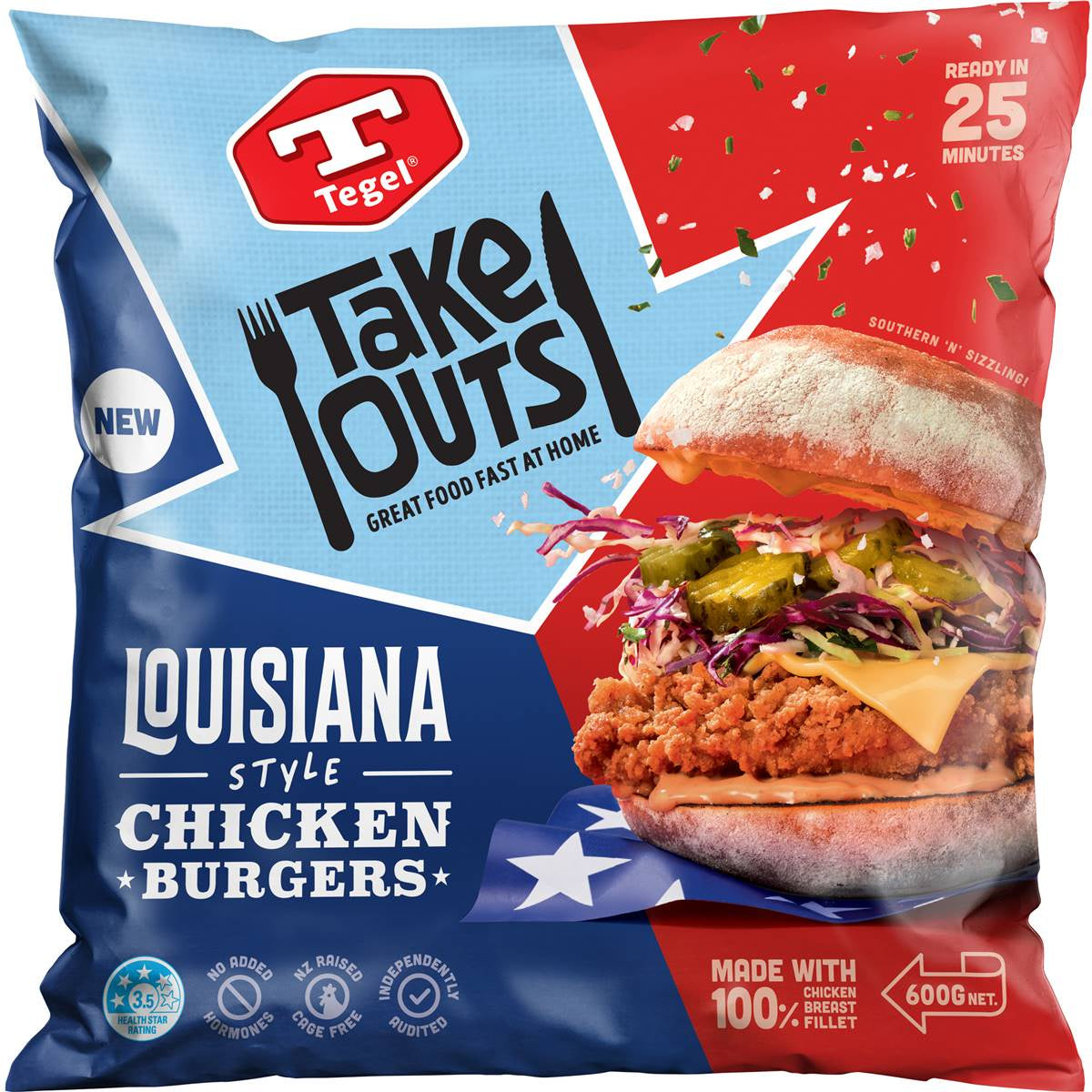 Tegel Take Outs Louisiana Style Chicken Burger 600g