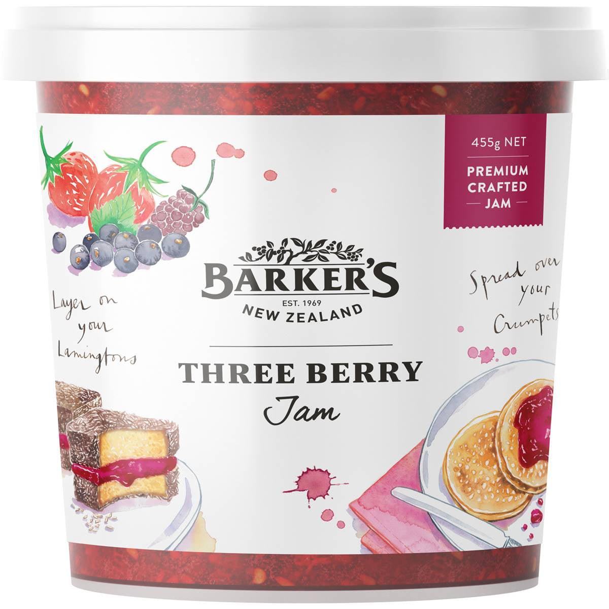 Barkers Three Berry Jam 455g