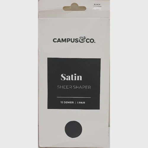 Campus&Co Black Satin Sheer Shaper Tall
