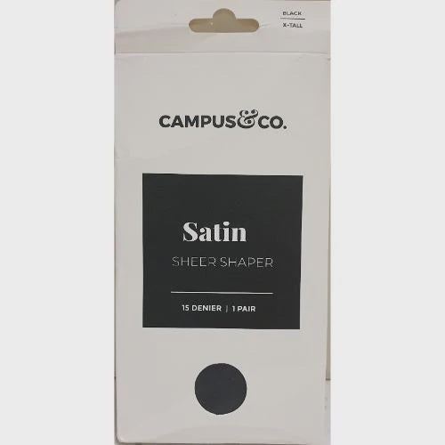 Campus&Co Black Satin Sheer Shaper XTall