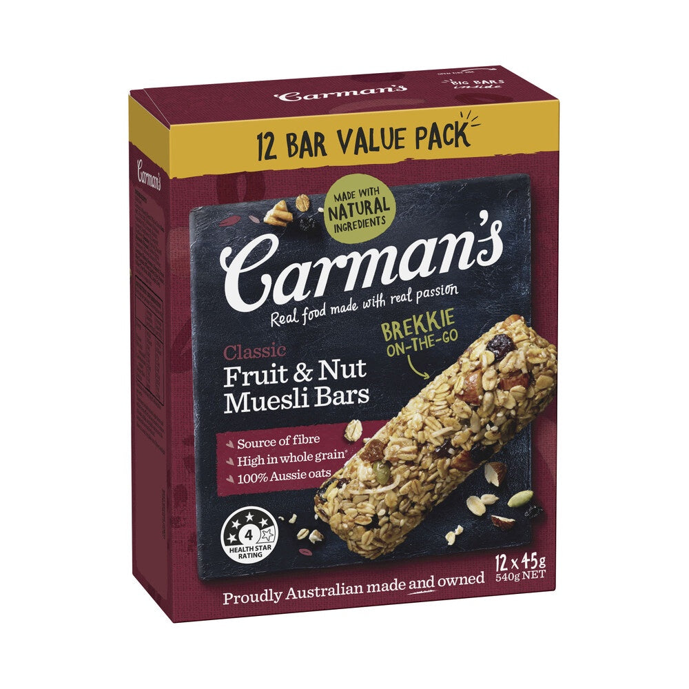 Carmans Fruit & Nut Classic Muesli Bars 12pk