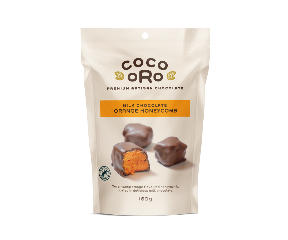 Coco Oro Milk Chocolate & Orange Honeycomb 160g