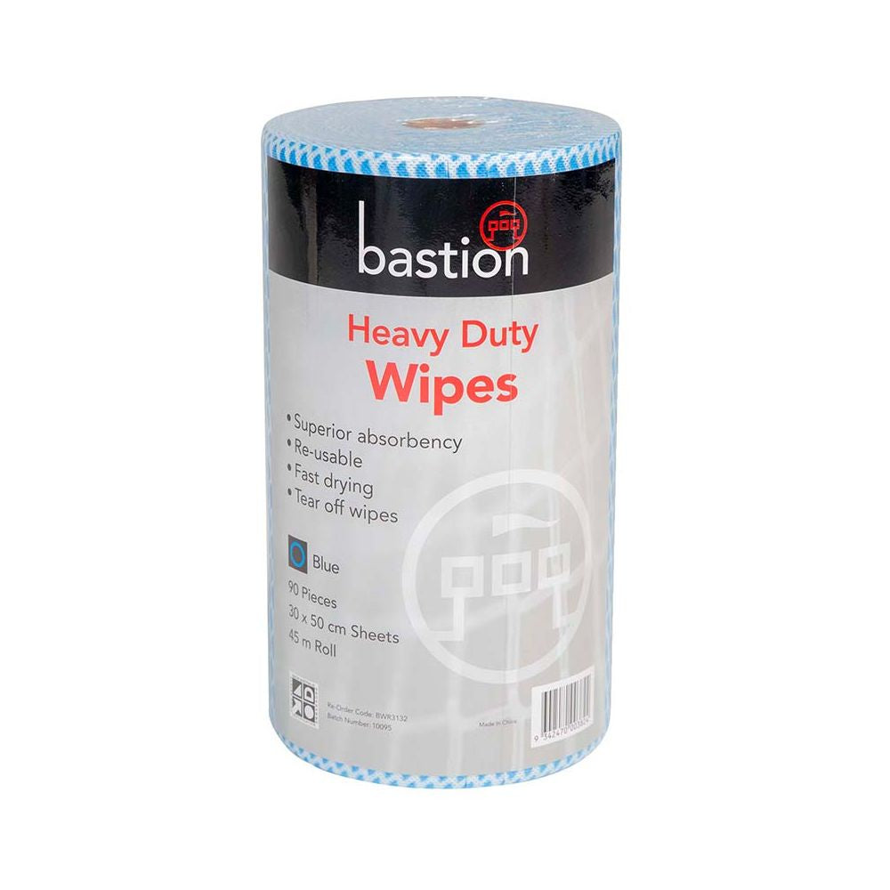 Bastion Heavy Duty Blue Wipes on a Roll 90pk