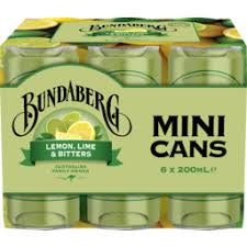 Bundaberg Lemon Lime Bitters Mini Cans 200ml 6pk