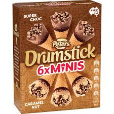 Peters Super Choc & Caramel Nut Drumstick Minis 6pk