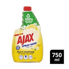 Ajax Spray n Wipe Lemon Multipurpose Refil 750ml