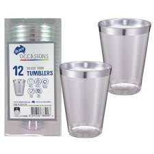 Alpen Occassions Silver Trim Plastic Tumblers 200ml 12pk