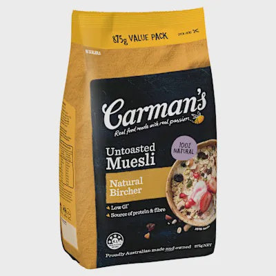 Carmans Natural Bircher Untoasted Muesli 875g