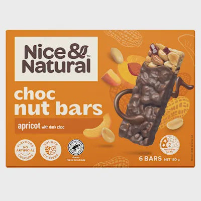 Nice & Natural Apricot & Dark Chocolate Nut Bar 6pk