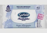 Sorbent Clean & Fresh Hypo Allergenic Flushable Wipes 40pk