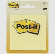 Post It Yellow Sticky Notes 73mm x 73mm 100pk