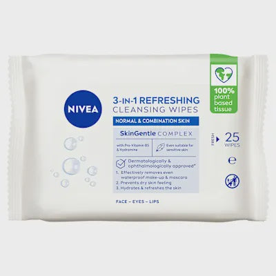 Nivea SkinGentle 3 in 1 Refreshing Cleansing Wipes 25pk