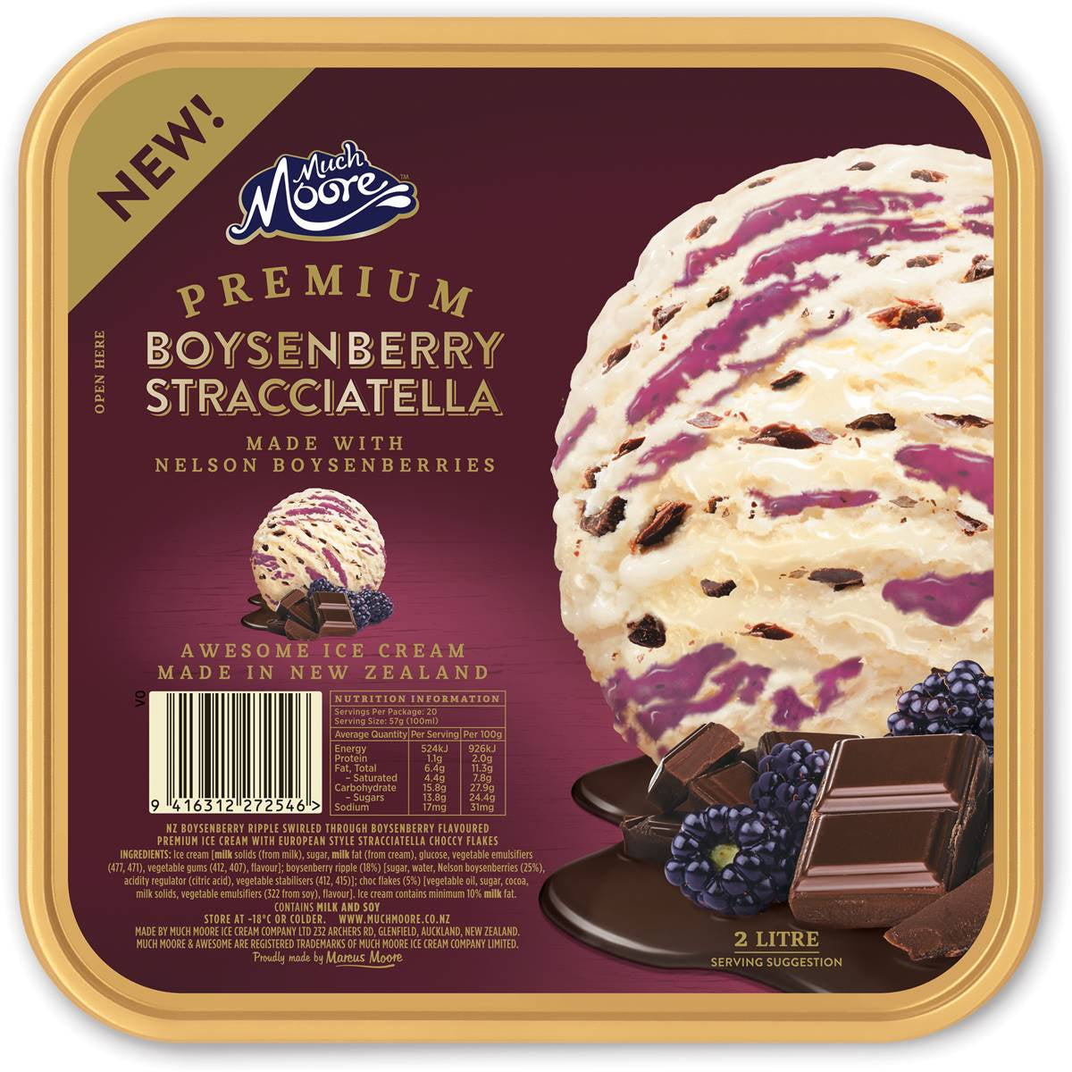 Much Moore Awesome Boysenberry Stracciatella Ice Cream 2l