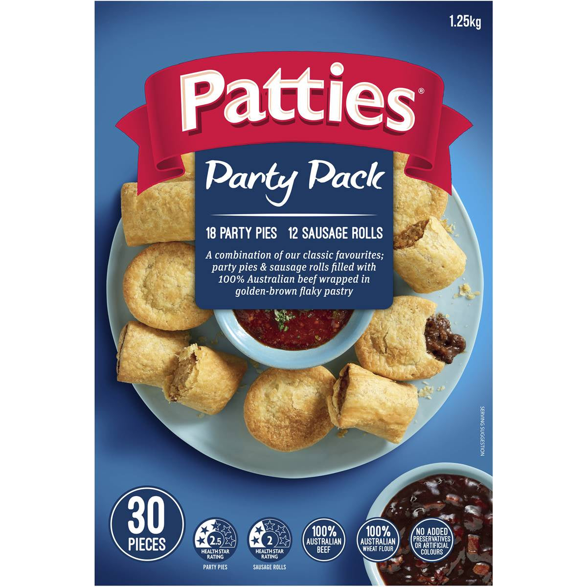 Patties Party Pies & Sausage Rolls 1.25kg 30pk