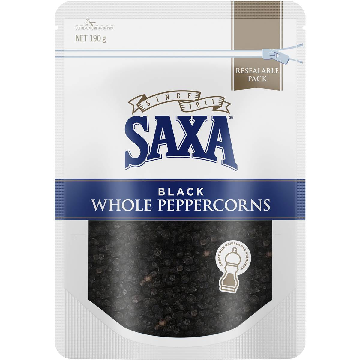 Saxa Blended Whole Peppercorns 190g