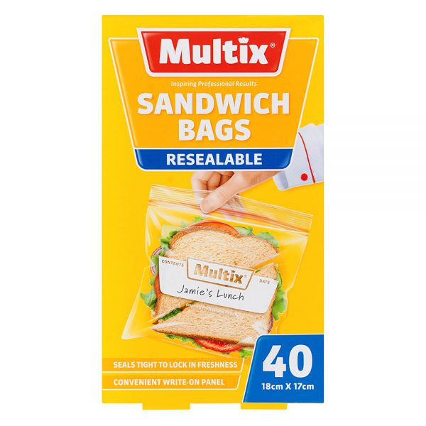 Multix Sandwich Bags 18cm x 17cm 40pk