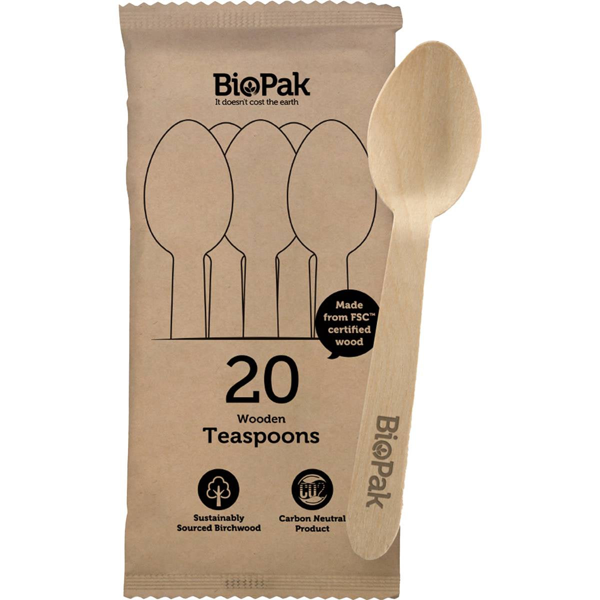 Biopak Wooden Teaspoon 20pk