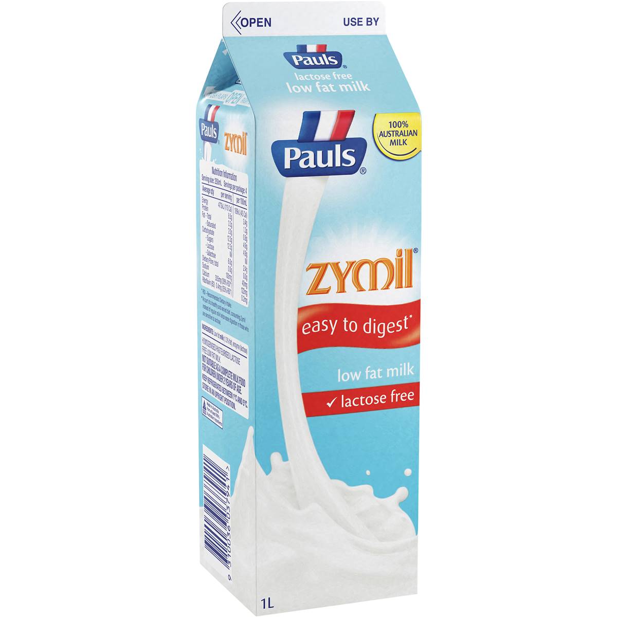 Pauls Zymil Lactose Free Low Fat Milk 1l