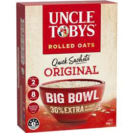 Uncle Tobys Original Big Bowl Quick Oats Sachets 8pk 368g