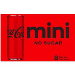 Coca-Cola No Sugar Mini Coke Cans 250ml 8pk