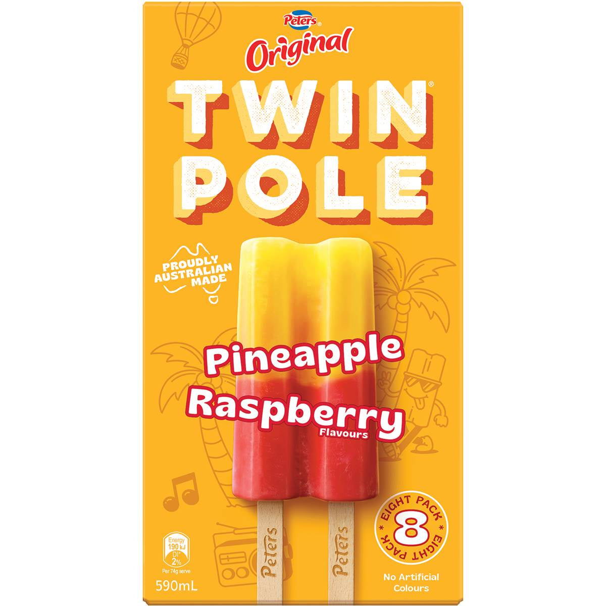 Peters Pineapple Raspberry Twin Pole Icy Pole 8pk