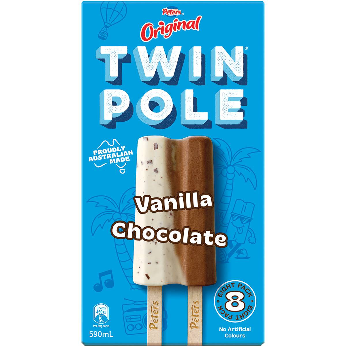 Peters Vanilla Chocolate Twin Pole Icy Pole 8pk