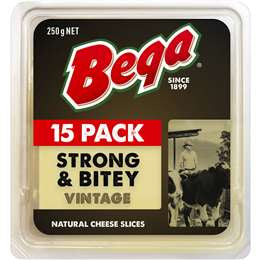 Bega Strong & Bitey Vintage Cheese Slices 250g 15pk