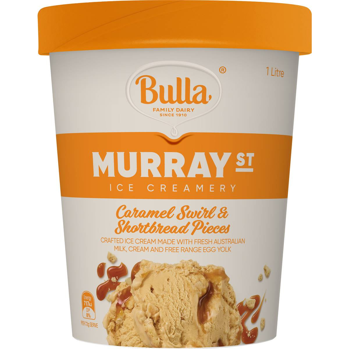 Bulla Caramel Swirl & Shortbread Pieces Murray St Icecream 1l