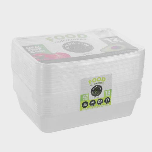 Lemon & Lime Disposable Rectangle Food Container 500ml 12pk