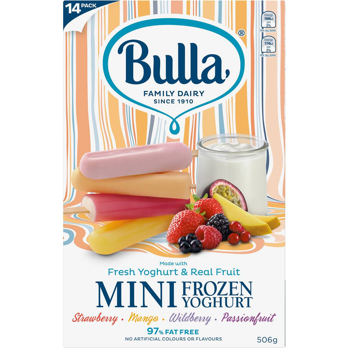 Bulla Mini Assorted Flavours Frozen Yoghurt 14pk