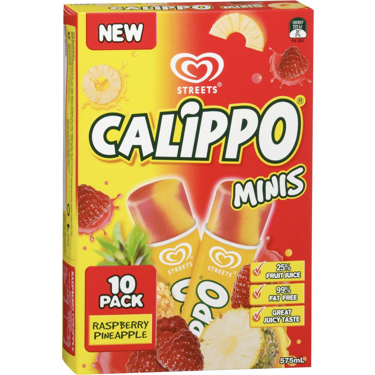 Streets Calippo Mini Raspberry Pineapple Water Ice 10pk