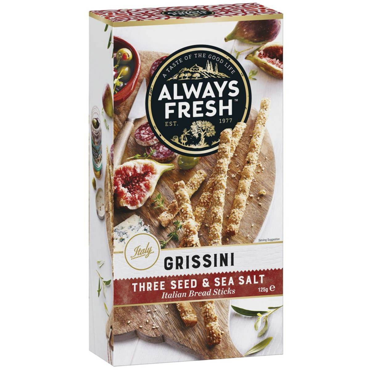 Always Fresh Three Seed & Sea Salt Grissini 125g