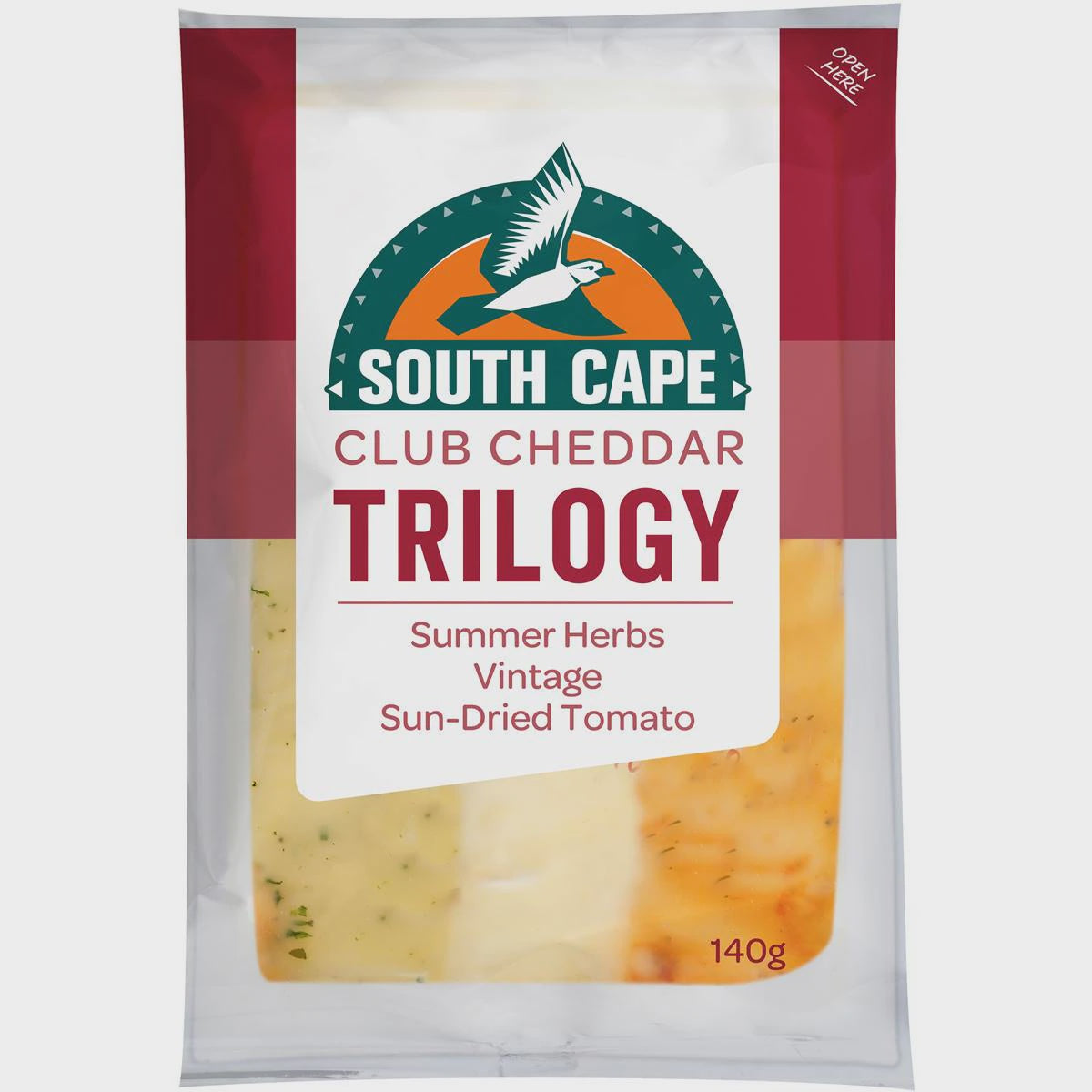 South Cape Summer Herbs & Vintage & Sundried Tomato Cheddar Trilogy Cheese 140g