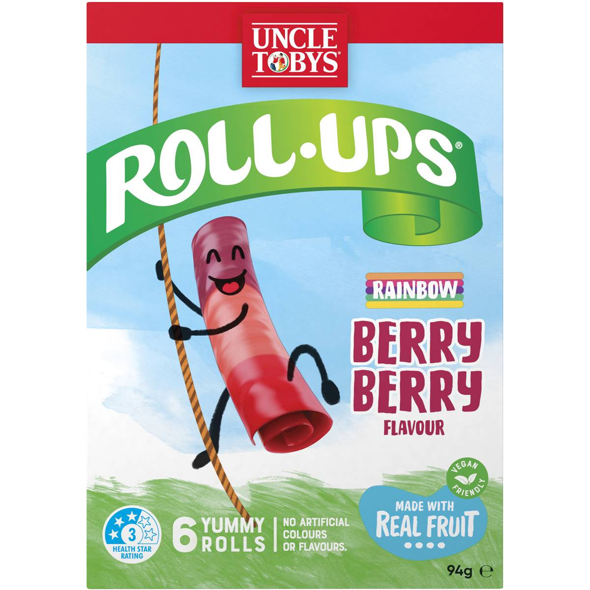 Uncle Tobys Berry Berry Roll-Ups 6pk