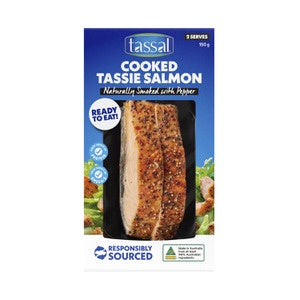 Tassal Naturally Smoked with Pepper Cooked Tassie Salmon 150g