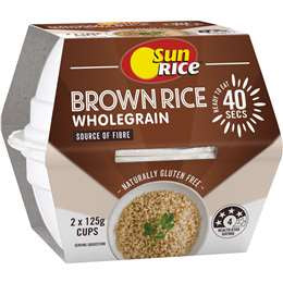 Sunrice Wholegrain Brown Long Rice Cup 2pk 250g