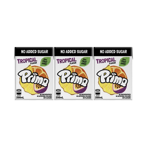 Prima Tropical No Added Sugar Juice 200ml 6pk