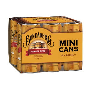 Bundaberg Ginger Beer Mini Cans 200ml 6pk