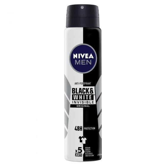 Nivea Mens Black & White Original Invisible Anti-Perspirant 250ml