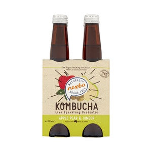 Nexba Apple Pear Ginger Kombucha 330ml 4pk