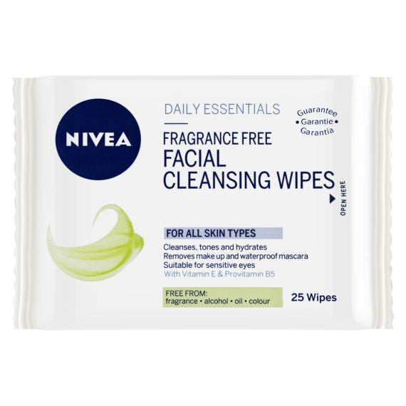 Nivea Fragrance Free Facial Wipes 25pk