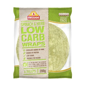 Mission Spinach & Herb Low Carb Wrap 6pk