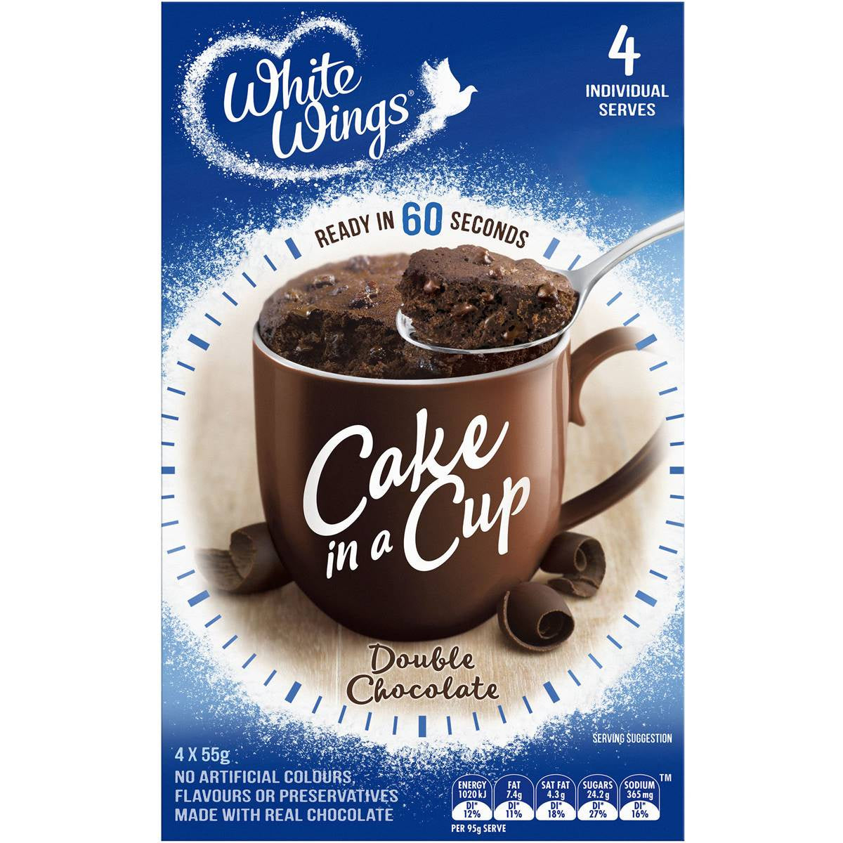 White Wings Double Chocolate Cake in a Cup 4pk