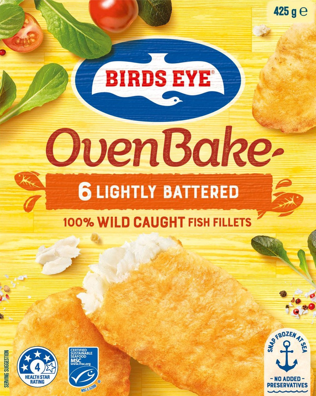 Birds Eye Lightly Battered Fish Fillets 6pk 425g