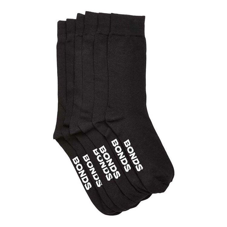 Bonds Mens Black Oxford Crew Sock 3pk