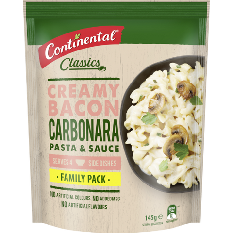 Continental Creamy Bacon Carbonara Pasta & Sauce Value Pack 145g