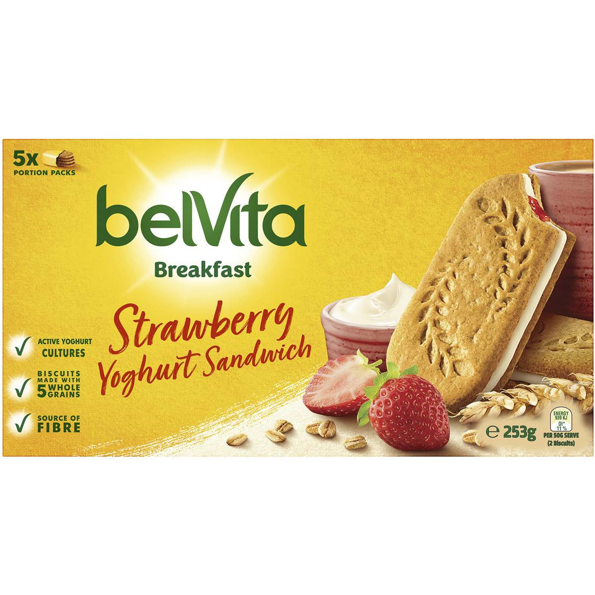 Belvita Strawberry & Yoghurt Breakfast Sandwich 5pk 253g