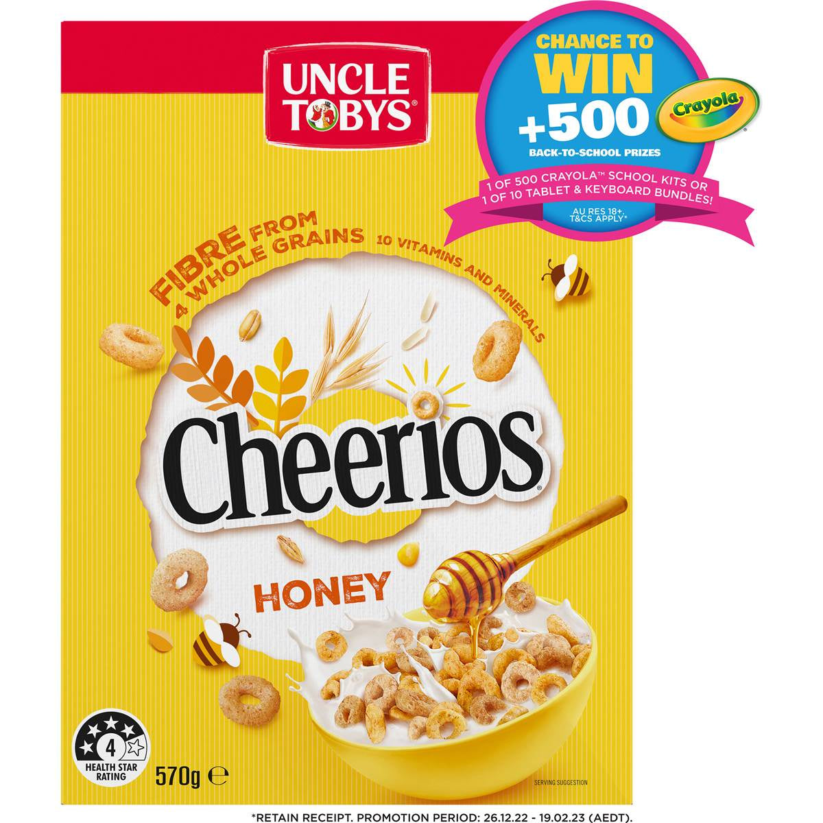 Uncle Tobys Honey Cheerios 570g