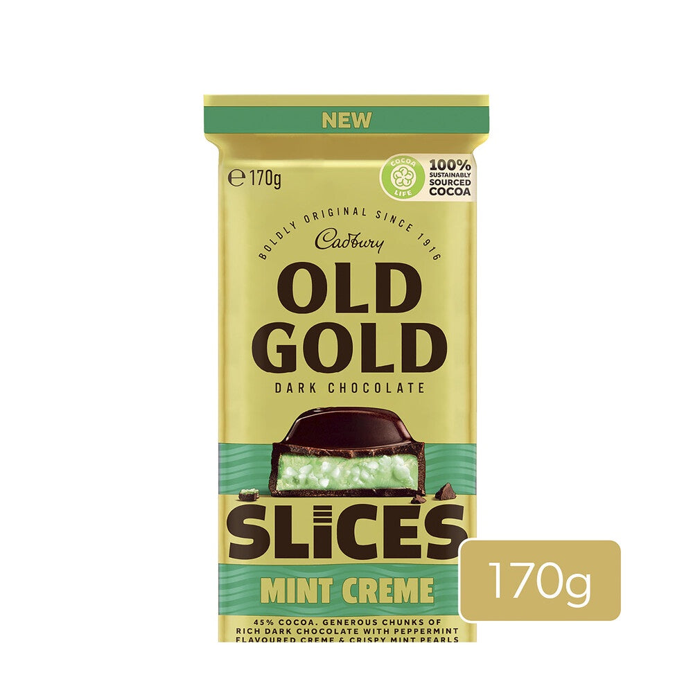 Cadbury Old Gold Mint Creme Slices Chocolate Block 170g