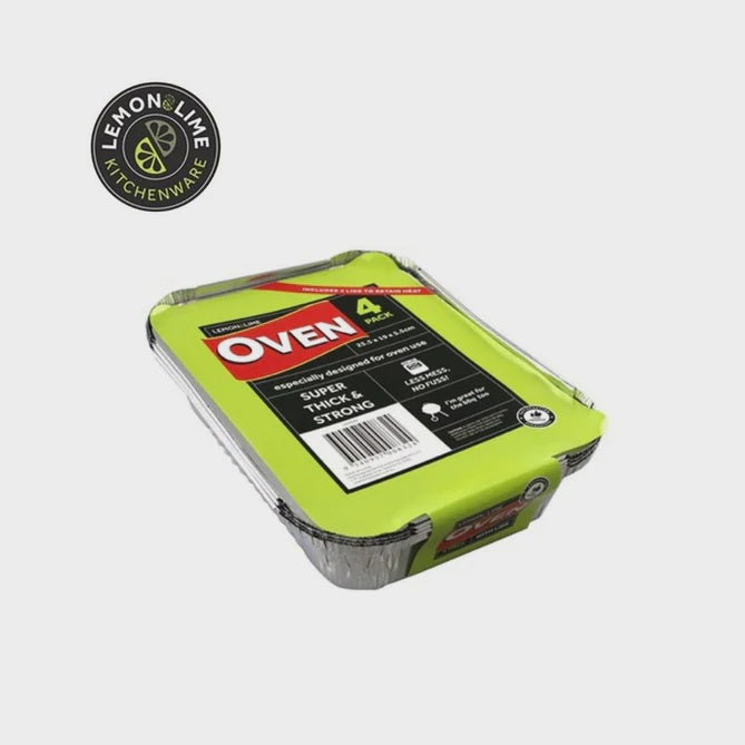 Lemon & Lime Foil Container & Lid 26.5x19.5x6.5cm 4pk